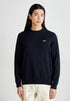 LACOSTE EMBROIDERED CREW NECK WOOL JUMPER - NAVY BLUE