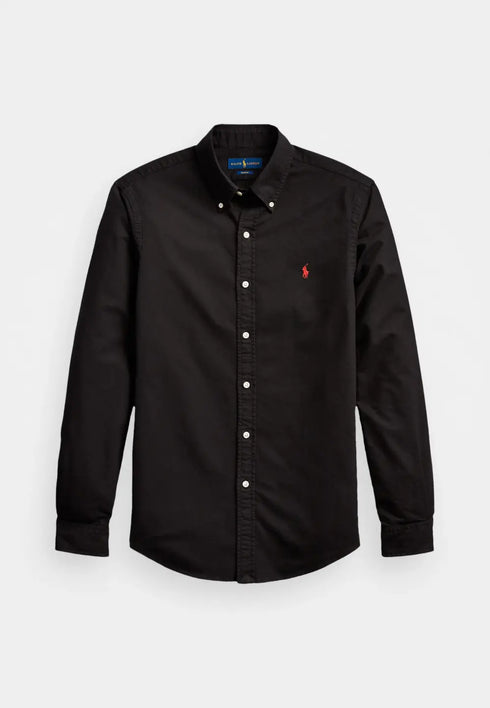 RL GARMENT-DYED OXFORD SHIRT - BLACK