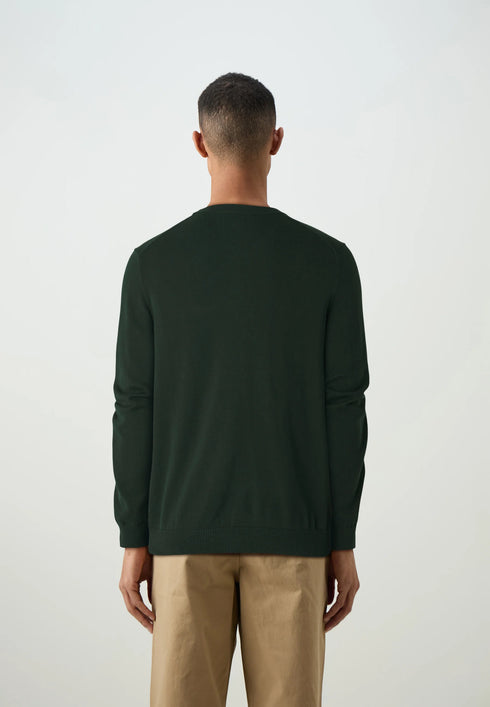 LACOSTE EMBROIDERED CREW NECK WOOL JUMPER - GREEN