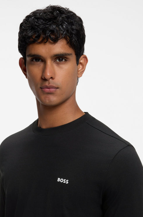 BOSS STRETCH-COTTON T-SHIRT WITH SIGNATURE LOGO