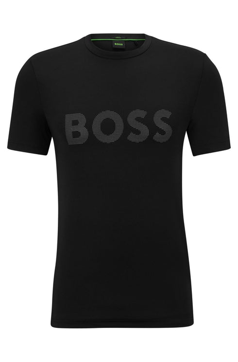 BOSS PERFORMANCE-STRETCH T-SHIRT WITH DECORATIVE REFLECTIVE LOGO