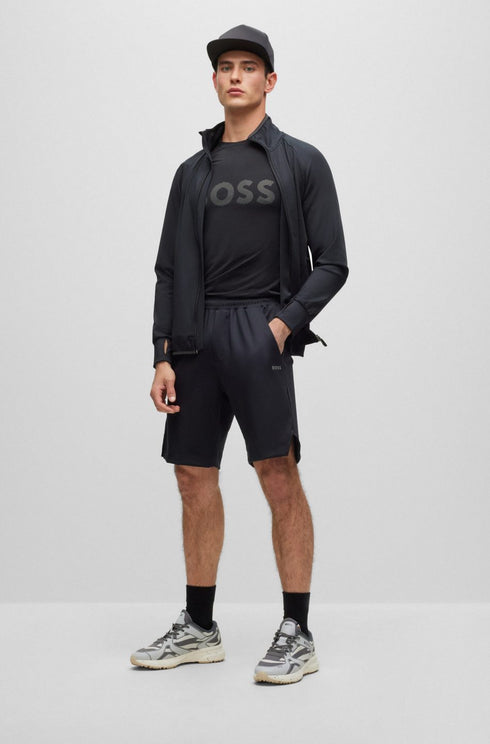 BOSS PERFORMANCE-STRETCH T-SHIRT WITH DECORATIVE REFLECTIVE LOGO