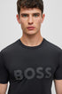 BOSS PERFORMANCE-STRETCH T-SHIRT WITH DECORATIVE REFLECTIVE LOGO