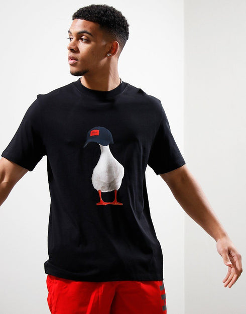 HUGO DUCK PRINTED T-SHIRT - BLACK