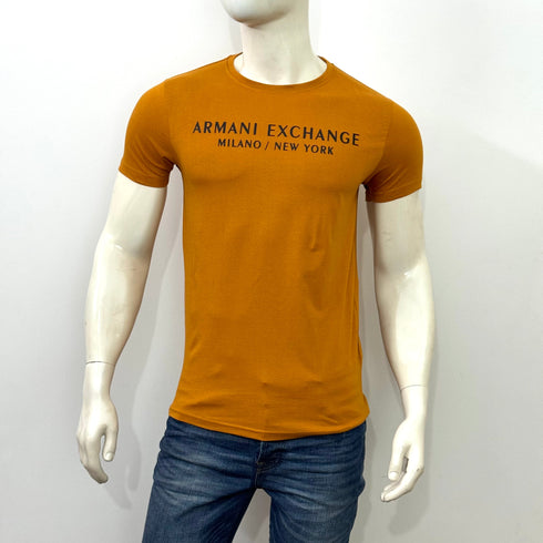 ARMANI EXCHANGE PRINTED GRAPHIC T-SHIRT - MUSTARD
