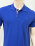 BURBERRY - COTTON PIEQUÉ POLO SHIRT WITH MONOGRAM MOTIF ROYAL BLUE