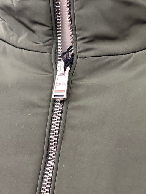 BOSS MIXED MATERIAL ZIP-UP JACKET WITH LOGO