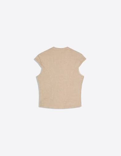 BERSHKA TAILORED DENIM BUTTON TOP