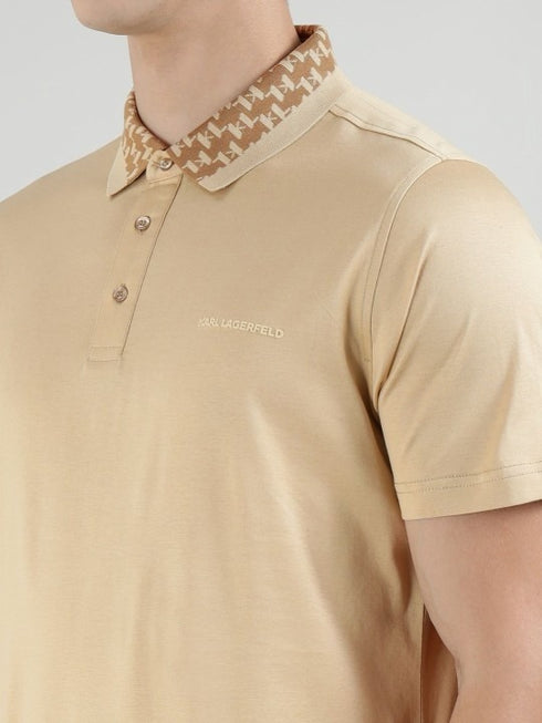 KARL KAGERFELD COLLAR PRINT POLO T-SHIRT