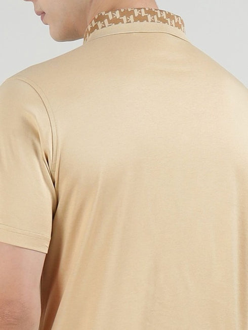 KARL KAGERFELD COLLAR PRINT POLO T-SHIRT