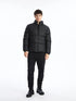 FUNNEL NECK MEN'S BLACK PUFFER JACKET