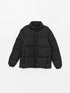 FUNNEL NECK MEN'S BLACK PUFFER JACKET