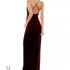 TEEZE ME VELVET SPAGHEITTI STRAP V-NECK LONG DRESS
