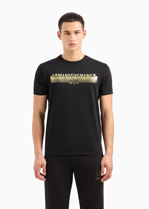 ARMANI EXCHANGE GOLD METALLIC LOGO T-SHIRT