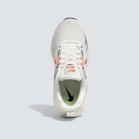 NIKE ZOOM MEN'S WHITE & GREY RUNNING SHOES WITH ORANGE ACCENTS