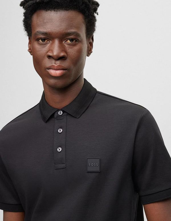 BOSS MERCERISED COTTON POLO SHIRT WITH LOGO PATCH