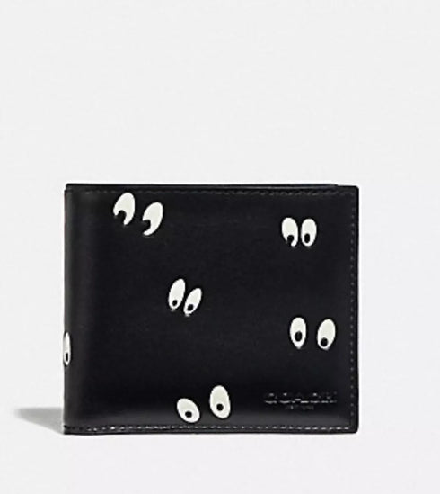 COACH X DISNEY SPOOKY EYES BLACK 3 In 1 BILLFOLD WALLET
