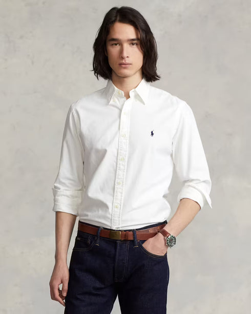 RL GARMENT-DYED OXFORD SHIRT - WHITE
