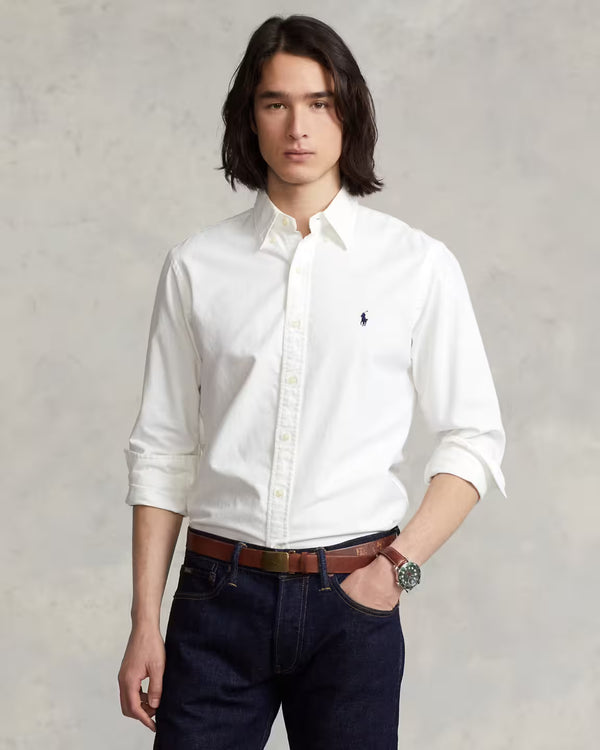 RL GARMENT-DYED OXFORD SHIRT - WHITE