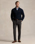 POLO RALPH LAUREN CABLE-KNIT COTTON QUARTER-ZIP JUMPER - NAVY