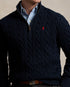 POLO RALPH LAUREN CABLE-KNIT COTTON QUARTER-ZIP JUMPER - NAVY