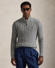 POLO RALPH LAUREN CABLE-KNIT COTTON QUARTER-ZIP JUMPER - GREY