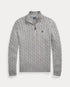 POLO RALPH LAUREN CABLE-KNIT COTTON QUARTER-ZIP JUMPER - GREY