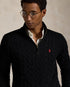 POLO RALPH LAUREN CABLE-KNIT COTTON QUARTER-ZIP JUMPER - BLACK