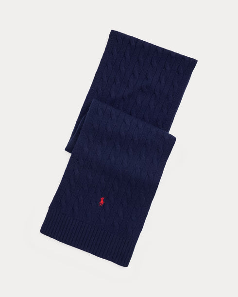 POLO RALPH LAUREN CABLE-KNIT WOOL BLEND SCARF