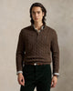 POLO RALPH LAUREN CABLE-KNIT COTTON QUARTER-ZIP JUMPER - BROWN