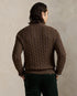 POLO RALPH LAUREN CABLE-KNIT COTTON QUARTER-ZIP JUMPER - BROWN