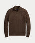 POLO RALPH LAUREN CABLE-KNIT COTTON QUARTER-ZIP JUMPER - BROWN