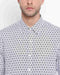 MICHAEL KORS MEN'S SLIM FIT STRETCH ALL OVER MK MONOGRAM LOGO PRINTED SHIRT - WHITE