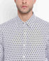 MICHAEL KORS MEN'S SLIM FIT STRETCH ALL OVER MK MONOGRAM LOGO PRINTED SHIRT - WHITE