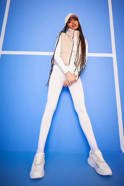 I SAW IT FIRST CROPPED PADDED GILET - BEIGE