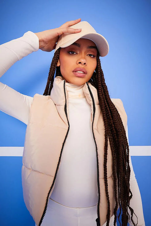 I SAW IT FIRST CROPPED PADDED GILET - BEIGE