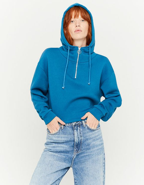 TALLY WEIJL HALF ZIP DETAIL CROPPED HOODIE - MUQQI