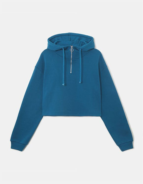 TALLY WEIJL HALF ZIP DETAIL CROPPED HOODIE - MUQQI