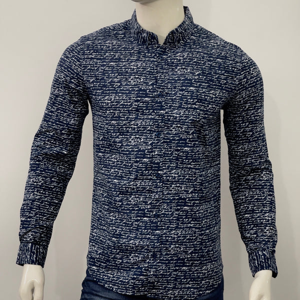 TEDDY SMITH MEN'S ALLOVER LETTERING PRINTED SHIRT