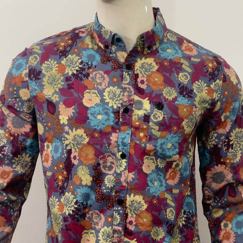 LEEBAADRAH MEN'S ALL-OVER FLOAL PRINTED SHIRT