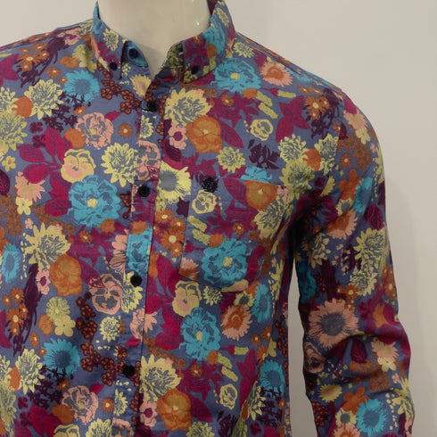 LEEBAADRAH MEN'S ALL-OVER FLOAL PRINTED SHIRT