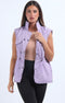 RISING PUFFER BUTTON DETAILS POCKET GILET - PURPLE