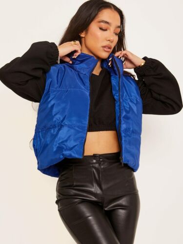 I SAW IT FIRST CROPPED PADDED GILET - ROYAL BLUE