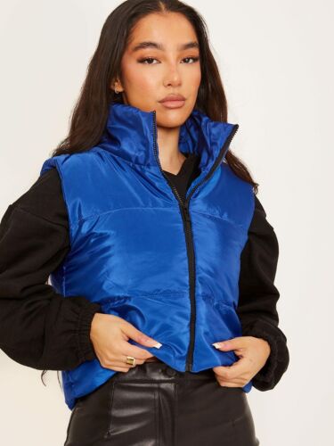 I SAW IT FIRST CROPPED PADDED GILET - ROYAL BLUE