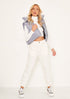 FOLD AWAY HODDED SLEEVELESS PADDED CROPPED PUFFER GILET - GREY