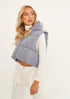 FOLD AWAY HODDED SLEEVELESS PADDED CROPPED PUFFER GILET - GREY