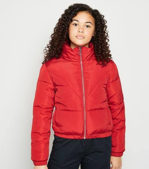 New look red puffer on sale coat